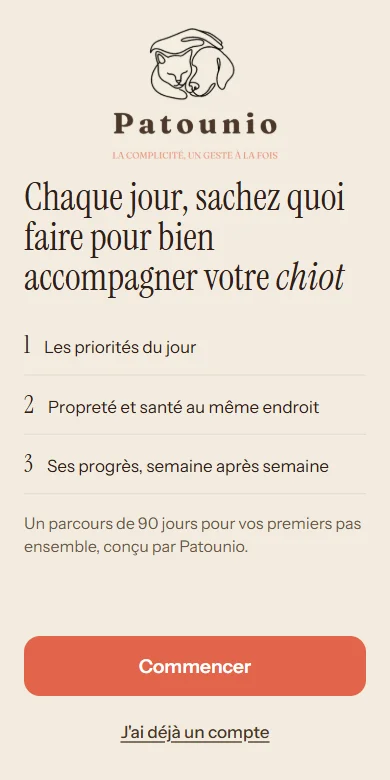 Application Mon Premier Chiot sur téléphone